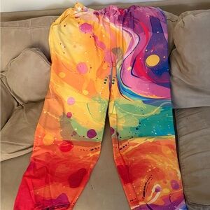 Colorful Rainbow Abstract Print Palazzo Pants